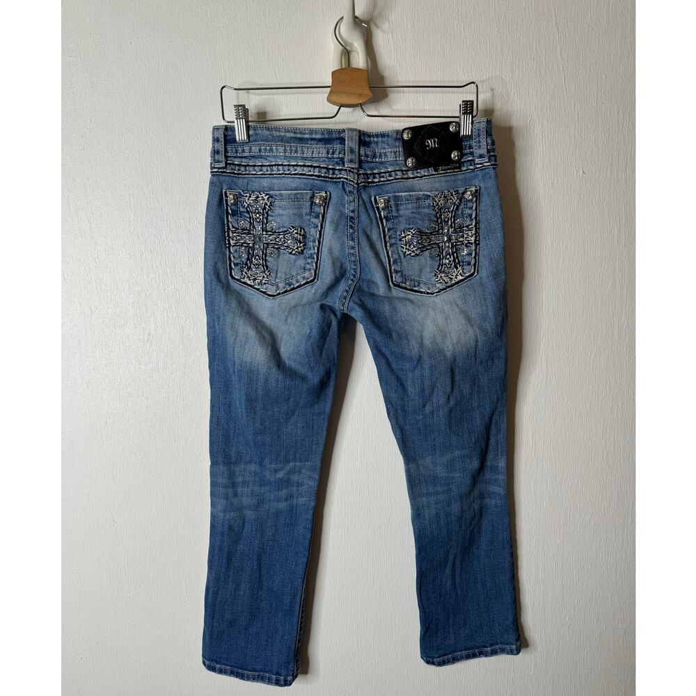 Miss Me Women's 30 Cropped Light Blue Jeans JE5100C7 Embellished Cross Y2K - Picture 8 of 12
